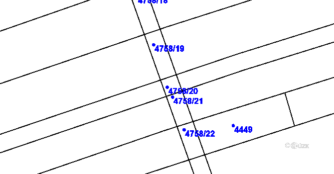 Parcela st. 4758/20 v KÚ Vlčnov, Katastrální mapa