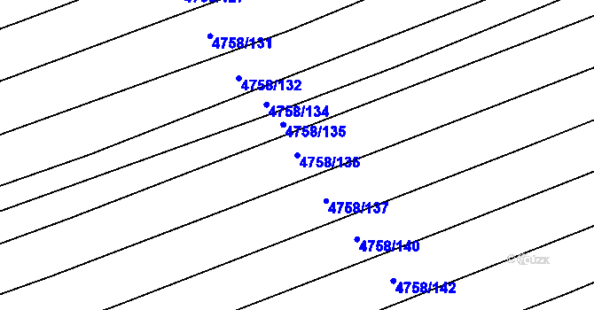 Parcela st. 4758/136 v KÚ Vlčnov, Katastrální mapa
