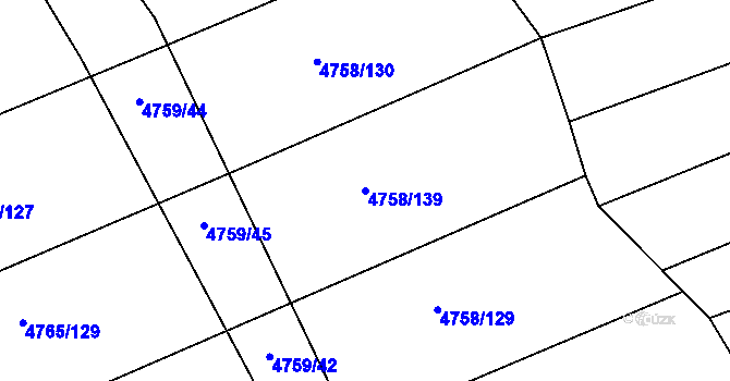 Parcela st. 4758/139 v KÚ Vlčnov, Katastrální mapa