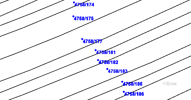 Parcela st. 4758/181 v KÚ Vlčnov, Katastrální mapa