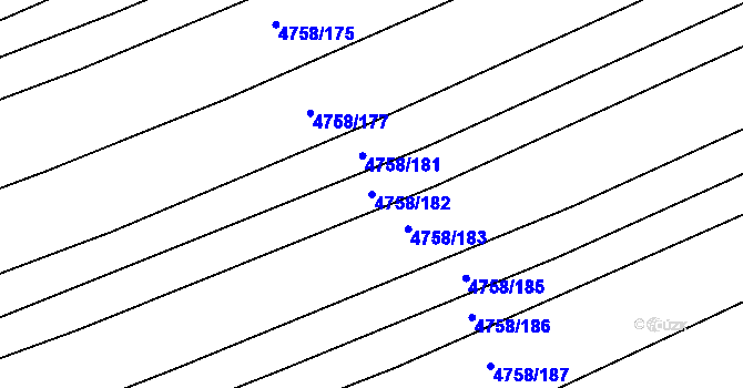 Parcela st. 4758/182 v KÚ Vlčnov, Katastrální mapa