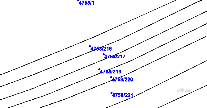 Parcela st. 4758/217 v KÚ Vlčnov, Katastrální mapa