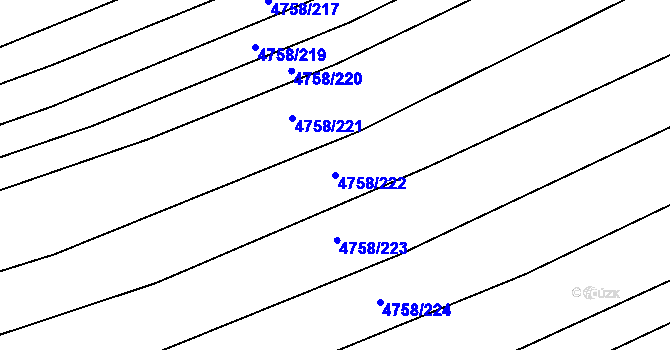 Parcela st. 4758/222 v KÚ Vlčnov, Katastrální mapa