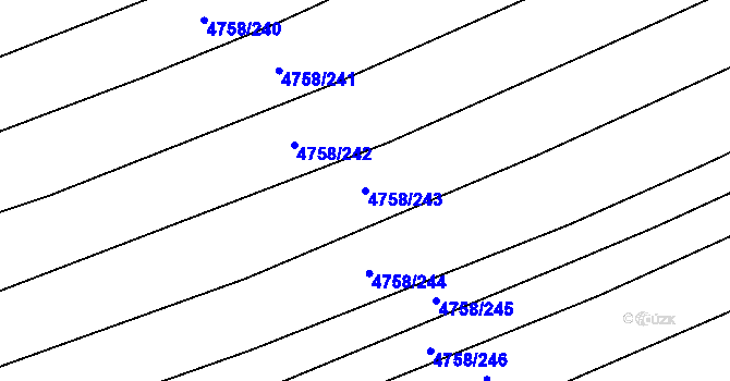 Parcela st. 4758/243 v KÚ Vlčnov, Katastrální mapa