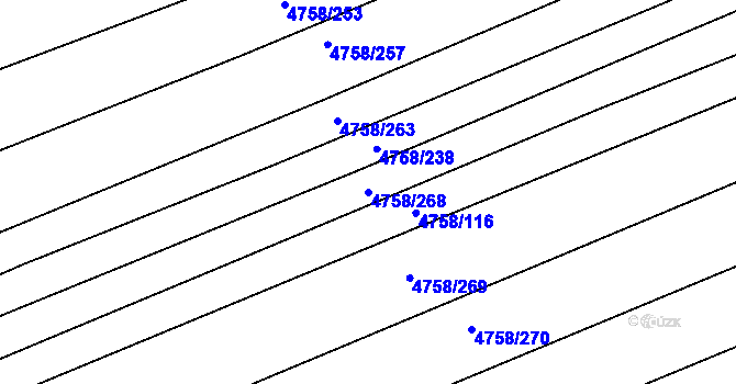 Parcela st. 4758/268 v KÚ Vlčnov, Katastrální mapa