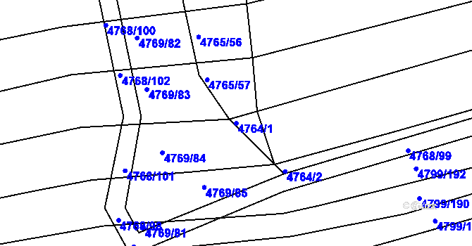 Parcela st. 4764/1 v KÚ Vlčnov, Katastrální mapa
