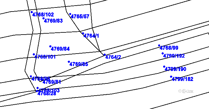 Parcela st. 4764/2 v KÚ Vlčnov, Katastrální mapa