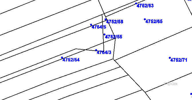 Parcela st. 4764/3 v KÚ Vlčnov, Katastrální mapa