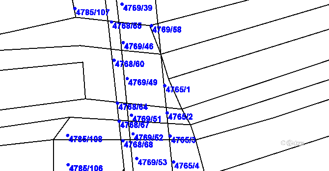 Parcela st. 4765/1 v KÚ Vlčnov, Katastrální mapa