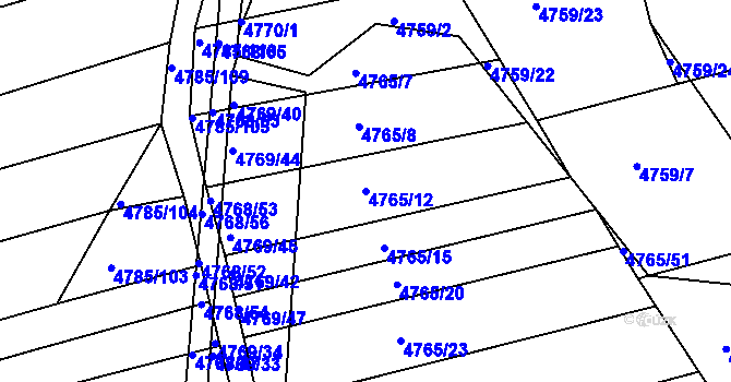 Parcela st. 4765/12 v KÚ Vlčnov, Katastrální mapa