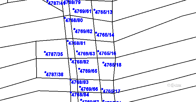 Parcela st. 4765/16 v KÚ Vlčnov, Katastrální mapa