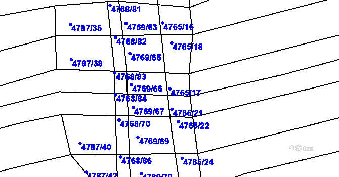 Parcela st. 4765/17 v KÚ Vlčnov, Katastrální mapa