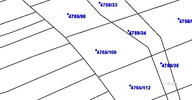 Parcela st. 4765/109 v KÚ Vlčnov, Katastrální mapa