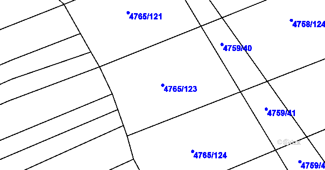 Parcela st. 4765/123 v KÚ Vlčnov, Katastrální mapa
