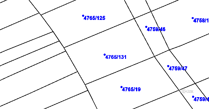 Parcela st. 4765/131 v KÚ Vlčnov, Katastrální mapa