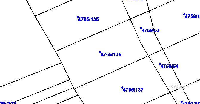 Parcela st. 4765/136 v KÚ Vlčnov, Katastrální mapa