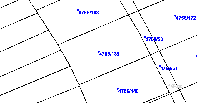 Parcela st. 4765/139 v KÚ Vlčnov, Katastrální mapa