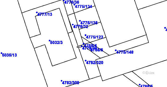 Parcela st. 4768/4 v KÚ Vlčnov, Katastrální mapa
