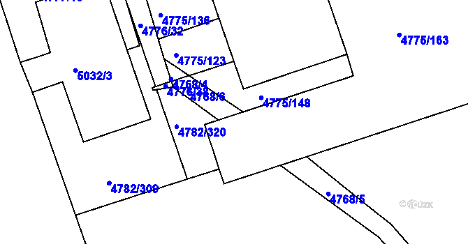 Parcela st. 4768/10 v KÚ Vlčnov, Katastrální mapa
