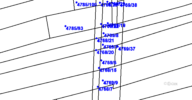 Parcela st. 4768/20 v KÚ Vlčnov, Katastrální mapa