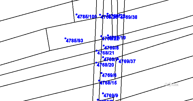 Parcela st. 4768/21 v KÚ Vlčnov, Katastrální mapa