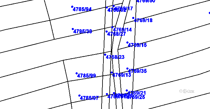 Parcela st. 4768/23 v KÚ Vlčnov, Katastrální mapa