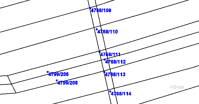 Parcela st. 4768/111 v KÚ Vlčnov, Katastrální mapa