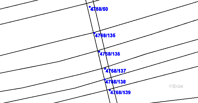 Parcela st. 4768/136 v KÚ Vlčnov, Katastrální mapa