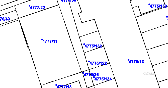 Parcela st. 4775/132 v KÚ Vlčnov, Katastrální mapa