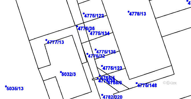 Parcela st. 4775/136 v KÚ Vlčnov, Katastrální mapa