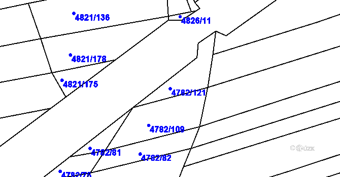 Parcela st. 4782/121 v KÚ Vlčnov, Katastrální mapa