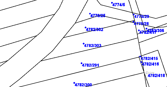 Parcela st. 4782/303 v KÚ Vlčnov, Katastrální mapa