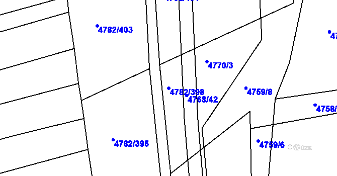 Parcela st. 4782/398 v KÚ Vlčnov, Katastrální mapa