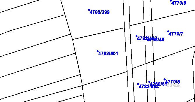Parcela st. 4782/401 v KÚ Vlčnov, Katastrální mapa