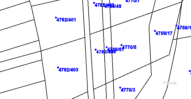 Parcela st. 4782/404 v KÚ Vlčnov, Katastrální mapa