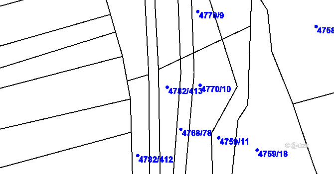 Parcela st. 4782/413 v KÚ Vlčnov, Katastrální mapa