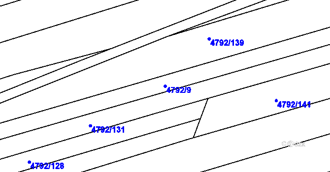 Parcela st. 4792/9 v KÚ Vlčnov, Katastrální mapa