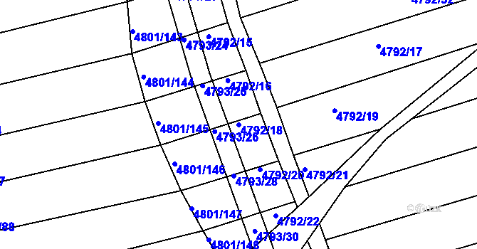Parcela st. 4792/18 v KÚ Vlčnov, Katastrální mapa