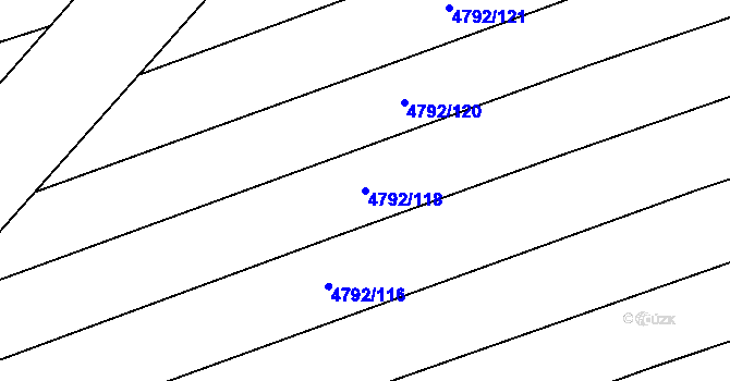 Parcela st. 4792/118 v KÚ Vlčnov, Katastrální mapa