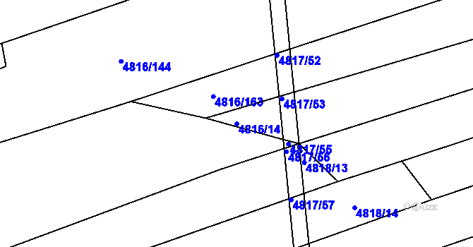 Parcela st. 4816/14 v KÚ Vlčnov, Katastrální mapa