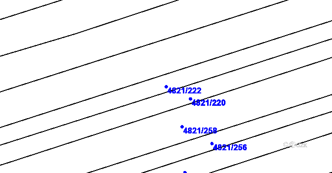 Parcela st. 4821/222 v KÚ Vlčnov, Katastrální mapa