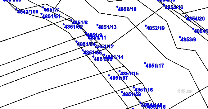 Parcela st. 4851/14 v KÚ Vlčnov, Katastrální mapa