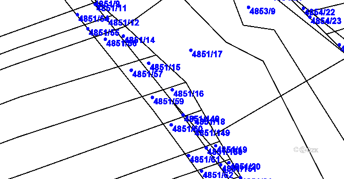 Parcela st. 4851/16 v KÚ Vlčnov, Katastrální mapa