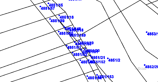 Parcela st. 4851/19 v KÚ Vlčnov, Katastrální mapa