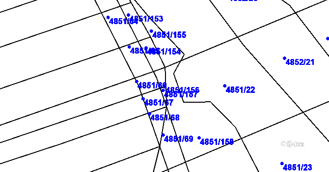 Parcela st. 4851/156 v KÚ Vlčnov, Katastrální mapa