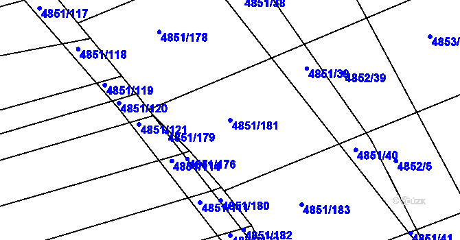 Parcela st. 4851/181 v KÚ Vlčnov, Katastrální mapa