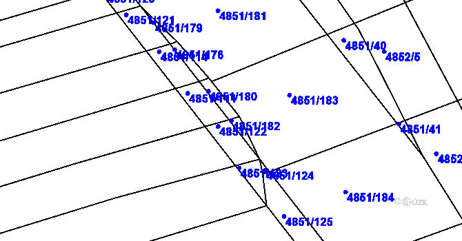Parcela st. 4851/182 v KÚ Vlčnov, Katastrální mapa