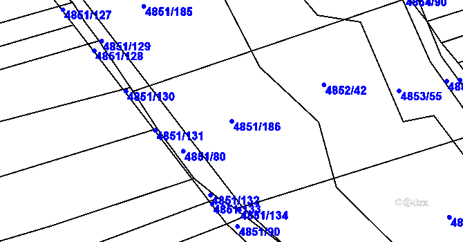 Parcela st. 4851/186 v KÚ Vlčnov, Katastrální mapa