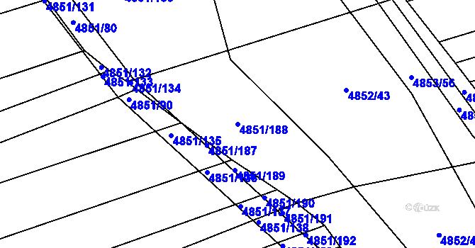 Parcela st. 4851/188 v KÚ Vlčnov, Katastrální mapa