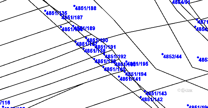 Parcela st. 4851/192 v KÚ Vlčnov, Katastrální mapa